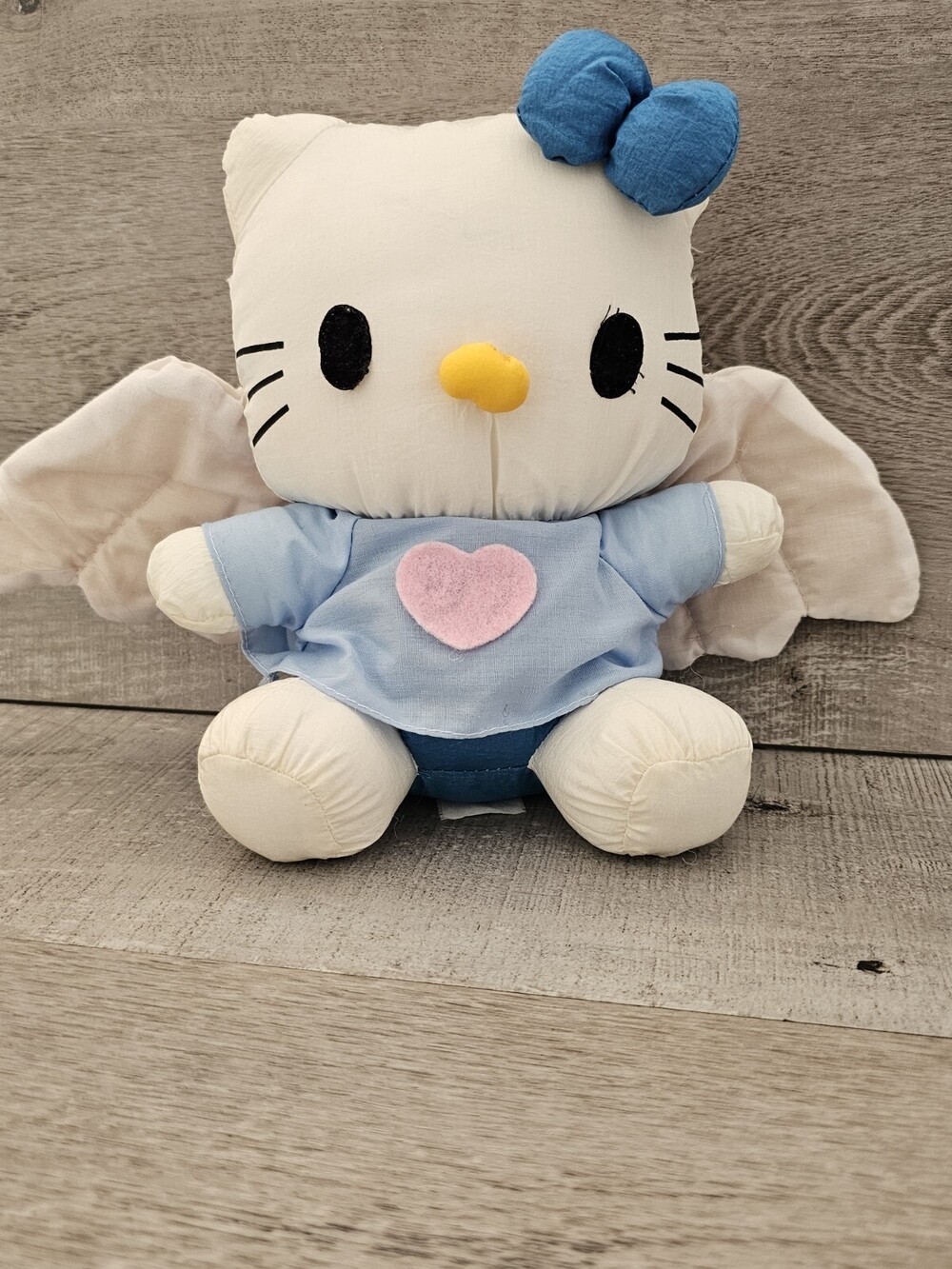 Hello Kitty Vtg Sanrio Angel Blue Dress 11” Nylon Plush Angel Wings JAPAN Import